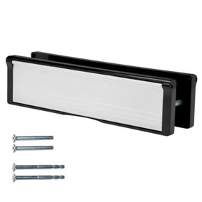 Keypak 10 inch (27cm) Door Letterbox - Fits 40-80mm Doors, Telescopic Sleeved Letter Box, Black/Satin Anodised Aluminium