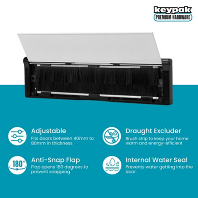 Keypak 10 inch (27cm) Door Letterbox - Fits 40-80mm Doors, Telescopic ...