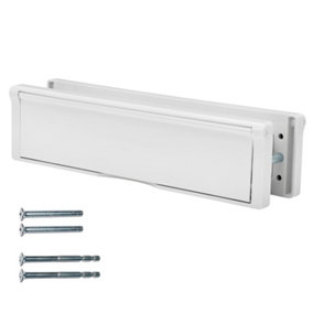 Keypak 10 inch (27cm) Door Letterbox - Fits 40-80mm uPVC Doors, Telescopic Sleeved Letter Box, White