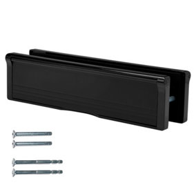 Keypak 10 inch (27cm) Door Letterbox - Fits 40-80mm uPVC Timber Doors, Telescopic Sleeved Letter Box, Black/Black