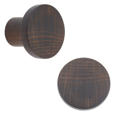 Keypak 10 Pack Basic Round Wooden Knobs 33mm Dark Stain - Classic Beech ...