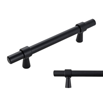 Keypak 10 Pack Smooth T Bar Pull Handle 96mm Hole Centre Black - For ...