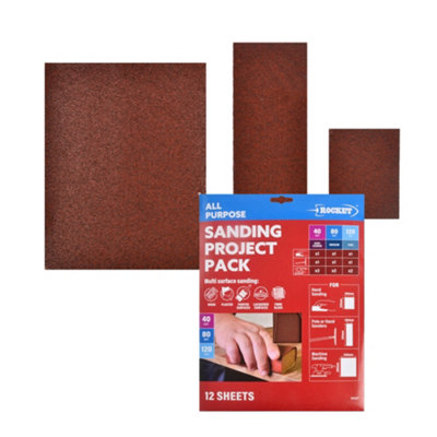 Keypak 12 Pack Sanding Sheets - Mixed Grit 40/80/120 For Hand, Pole ...