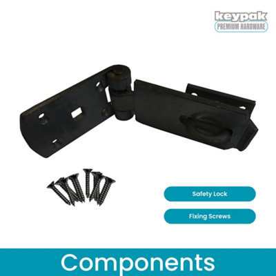 Keypak 125mm 6 Inch Heavy Duty Swivel Hasp and Staple Black
