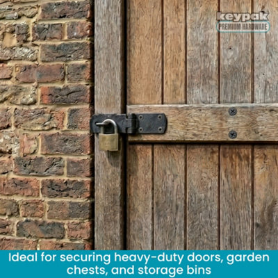 Keypak 125mm 6 Inch Heavy Duty Swivel Hasp and Staple Black