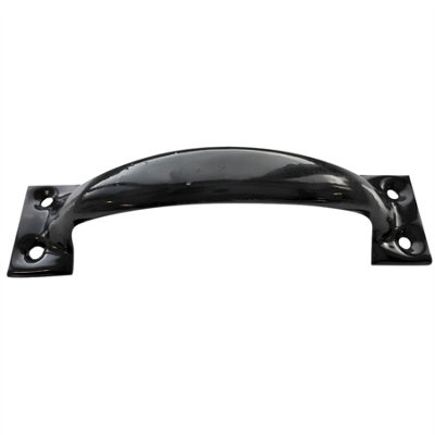 Keypak 150mm 6 Inch Black Cast Handle Iron Bow Door Pull Handle Cupboard, Garden Shed, and Wooden Gate Screw Fix Included