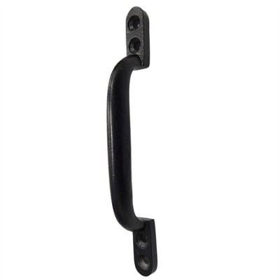 Keypak 150mm 6 Inch Black Cast Handle Iron Door Pull Handle Cupboard, Garden Shed, and Wooden Gate-Screw Fix Included