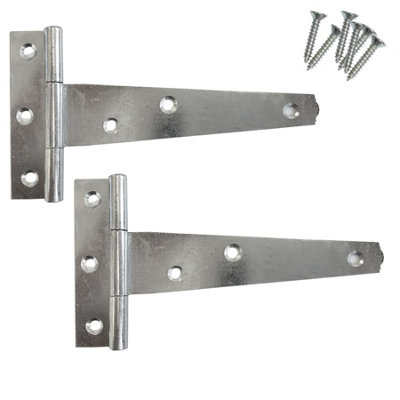 Keypak 150mm 6" Tee Hinges Zinc Plated for Wooden Garden Gate, Garage & Shed Door - Pack of 2