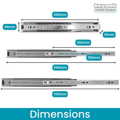Keypak 2 Pack Zinc Plated Ball Bearing Drawer Runners - 35cm Heavy Duty ...