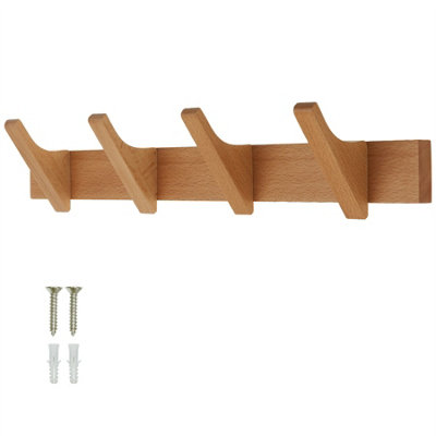 Keypak 4 Hook Coat Rack  Wall Mounted Scandinavian 46cm Clothes Hanger for Hallways, Bedrooms, Bathrooms