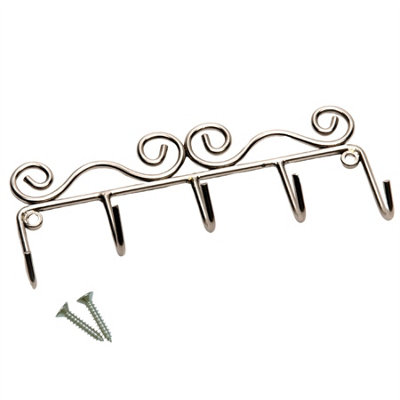 Keypak 5-Hook Wall-Mounted Key Holder Practical Storage for House Keys, Car Keys & Dog Leads in Entryways & Hallways