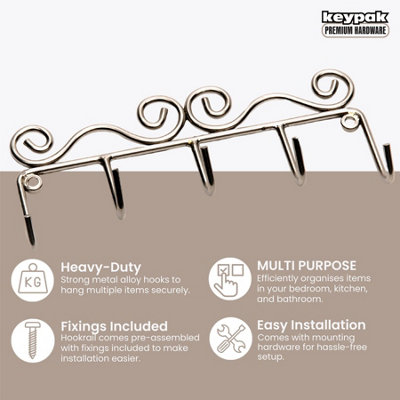 Keypak 5-Hook Wall-Mounted Key Holder Practical Storage for House Keys ...