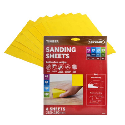 Keypak 8 Pack 280mm x 230mm Timber Sanding Sheets - Mixed Grits for ...