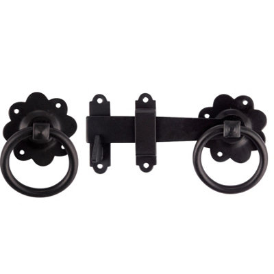 Keypak Black Smooth Ring Gate Latch 152mm (6 inch) Garden Door Wooden Gate Shed, Includes Screws