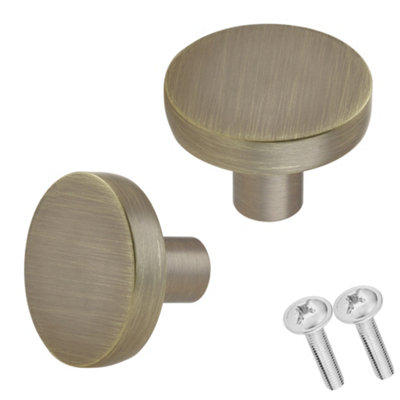 Keypak Cabinet Knob, Pack of 2, Antique Brass, Aluminium Precision 30mm Classic Wardrobe Cupboard Drawer Handles