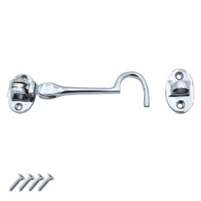 Keypak Chrome Cabin Hook (100mm 4 Inch) Hinge Hook & Eye Shed Gate ...