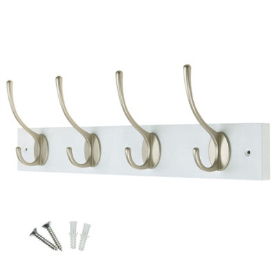 keypak Coat Rack Wall Mounted 45cm - White Board, Satin Nickel Hook