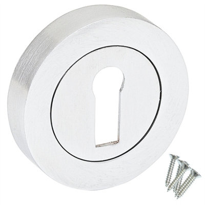 Keypak Decorative Chrome Escutcheon 50mm Keyhole Cover Euro Cylinder Key Profile Lock, Door Hole Cover Plate Concealed Concealed