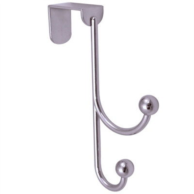Keypak Double Over Door Hanger - Polished Chrome - 16cm Rustproof Hook for Bathroom or Bedroom - No Drilling - Strong Metal Design