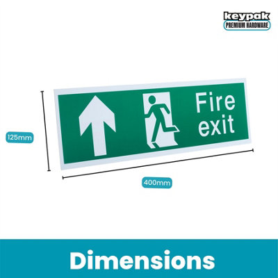 Keypak Fire Exit Sign Arrow Up Pack of 1 - 400 x 125mm Self Adhesive ...