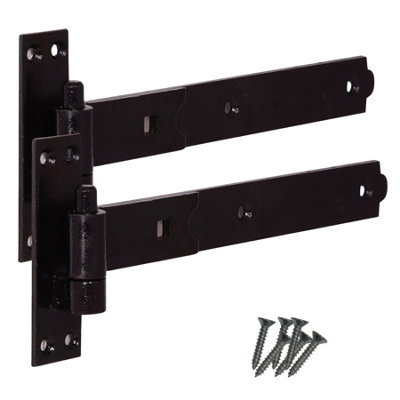Keypak Heavy-Duty 300mm 12 inch Cranked Hook and Band Hinges for Wooden Gate, Barn & Shed Doors With Fixings (1Pair)