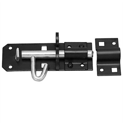 Keypak Heavy Duty Black Brenton Pad Lock Bolt (100mm-4 Inch) Door for Garage, Garden Gate Shed Wooden Door Lock