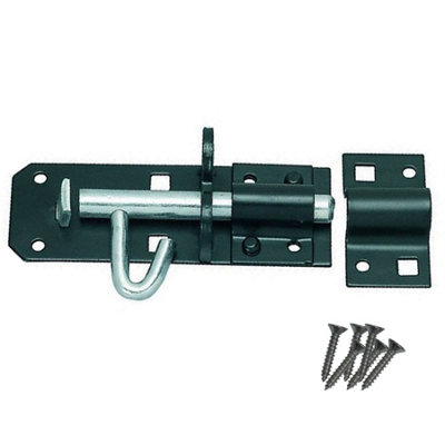 Keypak Heavy Duty Black Brenton Pad Lock Bolt  (200mm-8 Inch) Door for Garage, Garden Gate Shed Door Wooden Door Lock