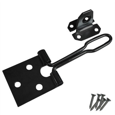 Keypak Heavy Duty Black Cabinet Wire Hasp and Staple (100mm 4 Inch) Gate Shed Door Window Lock Toolbox Garage Security