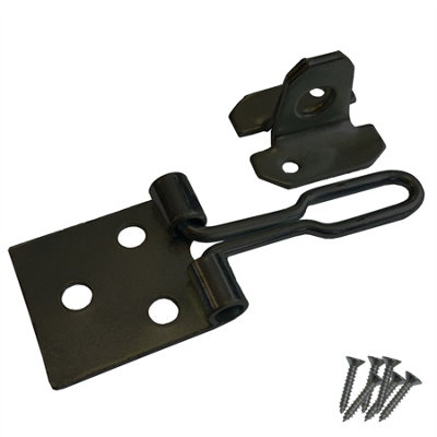 Keypak Heavy Duty Black Cabinet Wire Hasp and Staple (75mm 3 Inch) Gate Shed Door window Lock Toolbox Garage Security