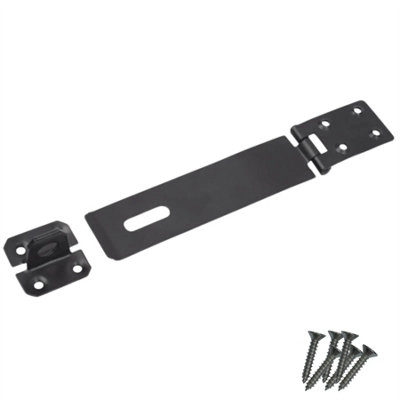 Keypak Heavy Duty Black Safety Hasp & Staple (150mm 6 Inch)  Gate Clasp Security Lock, Shed Door, Cabinet Door Latch