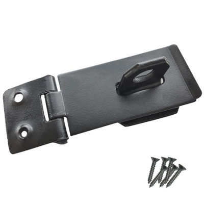 Keypak Heavy Duty Black Safety Hasp & Staple (75mm 3 Inch) Gate Clasp Security Lock, Shed Door, Cabinet Door Latch