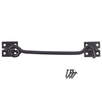 Keypak Heavy Duty Black Wire Cabin Door Hook Eye Latch 200mm-8 Inch For Garden Shed Gate Window Lock Fixing Included