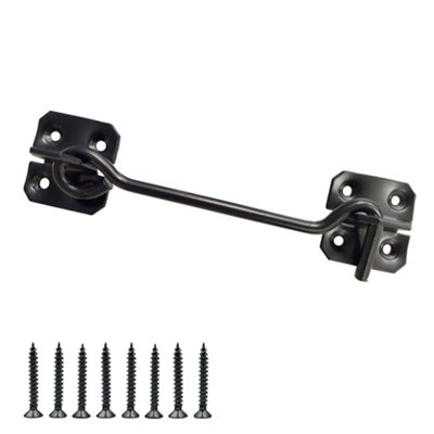 Keypak Heavy Duty Black Wire Cabin Door Hook Eye Latch (6 Inch 150mm ...