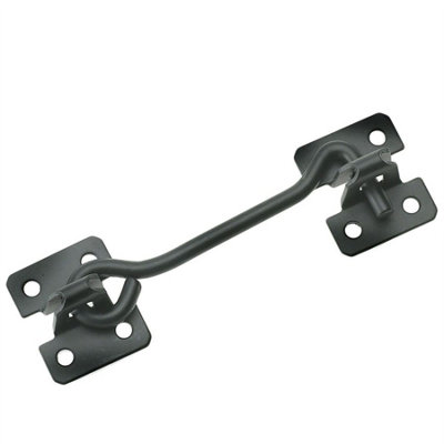 Keypak Heavy Duty Black Wire Cabin Door Hook Eye Latch 75mm (3 Inch) For Garden Shed Gate Window Lock Fixing Included