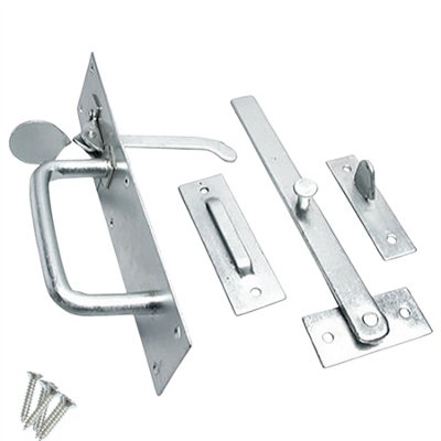 Keypak Heavy Duty Suffolk Gate ledge Door Latch Galvanised  Zinc 150mm (6 Inch) Wooden Garden Gate  Brace Door with Fixings