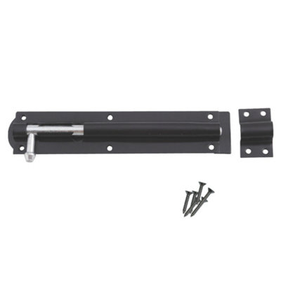 Keypak Heavy Duty Tower Bolt Black Door Padbolt 8 Inch 200mm for Wooden Gates, Shed Door Lock, 1PCS
