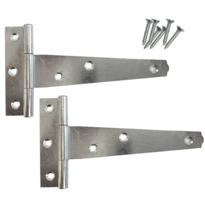 Keypak Heavy Duty Zinc Tee Hinges (250mm 10 Inch) Wooden Door Gate, Garage, Garden Wooden Gate Shed Door Pack of 2