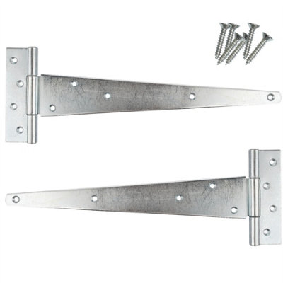 Keypak Heavy Duty Zinc Tee Hinges (300mm 12 Inch) Wooden Door Gate, Garage, Garden Wooden Gate Shed Door Pack of 2
