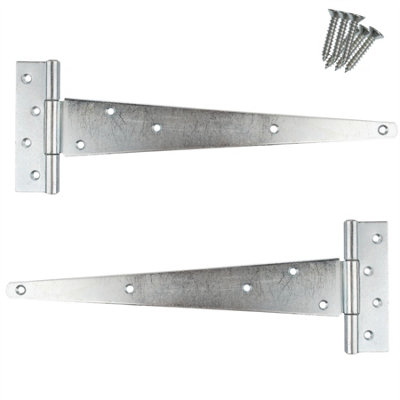 Keypak Heavy Duty Zinc Tee Hinges (350mm 14 Inch) Wooden Door Gate, Garage, Garden Wooden Gate Shed Door Pack of 2