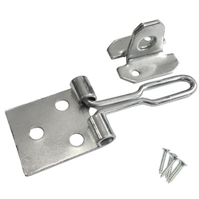 Keypak Heavy Duty Zinc Wire Hasp and Staple (100mm 4 Inch) Cabinet Lock, Gate Shed Door window Lock Toolbox Garage Security