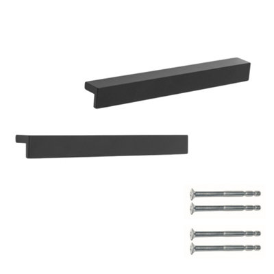 Keypak L-Shaped Cabinet Pull Bar Handles 185mm, Matt Black, DIY Drawer Cupboard Furniture Pulls