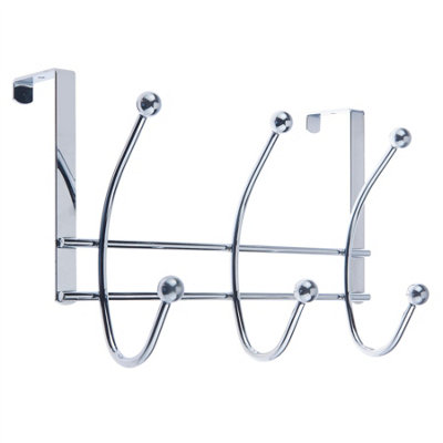Keypak Over Door Hanger with 6 Chrome Double Hooks - 27cm Organiser for Towels, Coats, Hats - Ideal for Bathroom or Bedroom