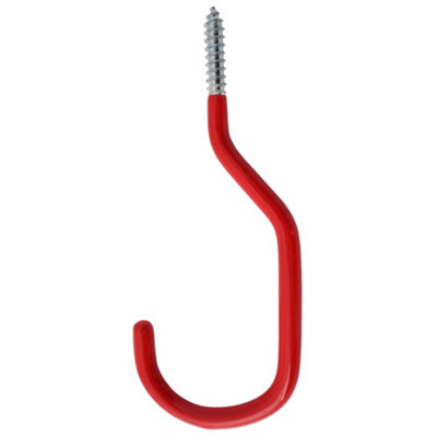 Keypak Red PVC Coated Ceiling Hooks, 6", Heavy-Duty, Wall-Mounted, Rust Resistant For Garage, Shed, Gym (2pk)