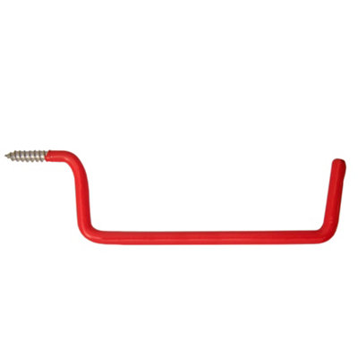 Keypak Red PVC Coated Screw-In Ladder Hooks, 115mm, 20kg Capacity, Wall-Mounted, Rust Resistant, Heavy-Duty For Garage/Shed (2pk).