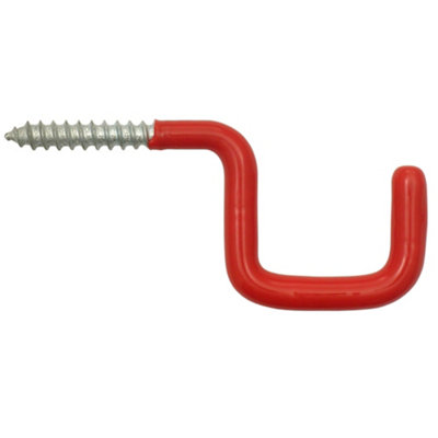 Keypak Red PVC Coated Small Steel Hooks, Screw-In Design, Wall-Mounted Heavy-Duty, Space-Saving (1pk).