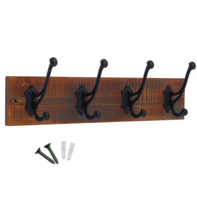 Keypak Rustic Wall-Mounted Coat Rack -Heavy-Duty 54 cm Gothic Iron Hook Rail, Black Coat Hanger for Jackets, Winter Coats & Hats