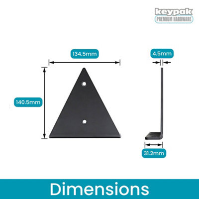 Keypak Triangle Floating Shelf Brackets, Small Hidden Wall Mounted Shelf Support, 50kg Capacity, Matte Black, 4 Pack