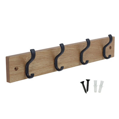 keypak Wall-Mounted Coat Rack Hooks on Modern Wooden Base for