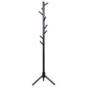 Keypak Wooden Coat Stand, 170cm Clothes Jacket Hanger Coat Tree, Ideal for Hallway - Black