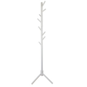Keypak Wooden Coat Stand, 170cm Clothes Jacket Hanger Coat Tree, Ideal for Hallway - White
